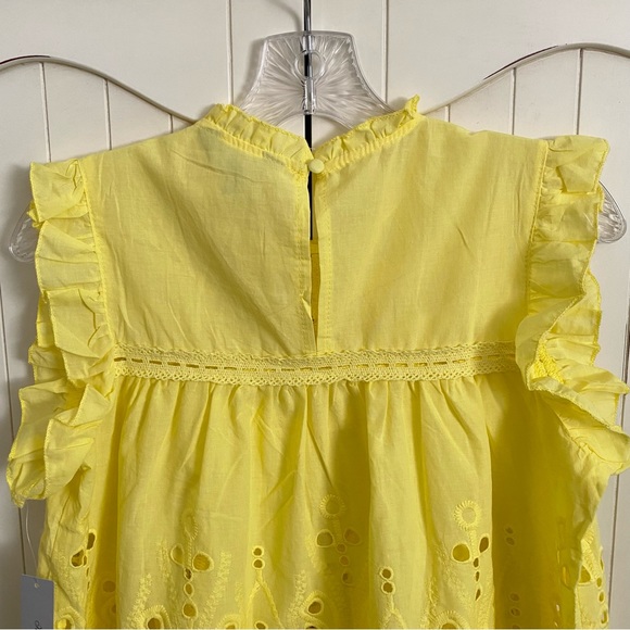 Honey & T Yellow Eyelet & Lace Babydoll Top Sleeveless High Neck Size Small NWT - Picture 6 of 12